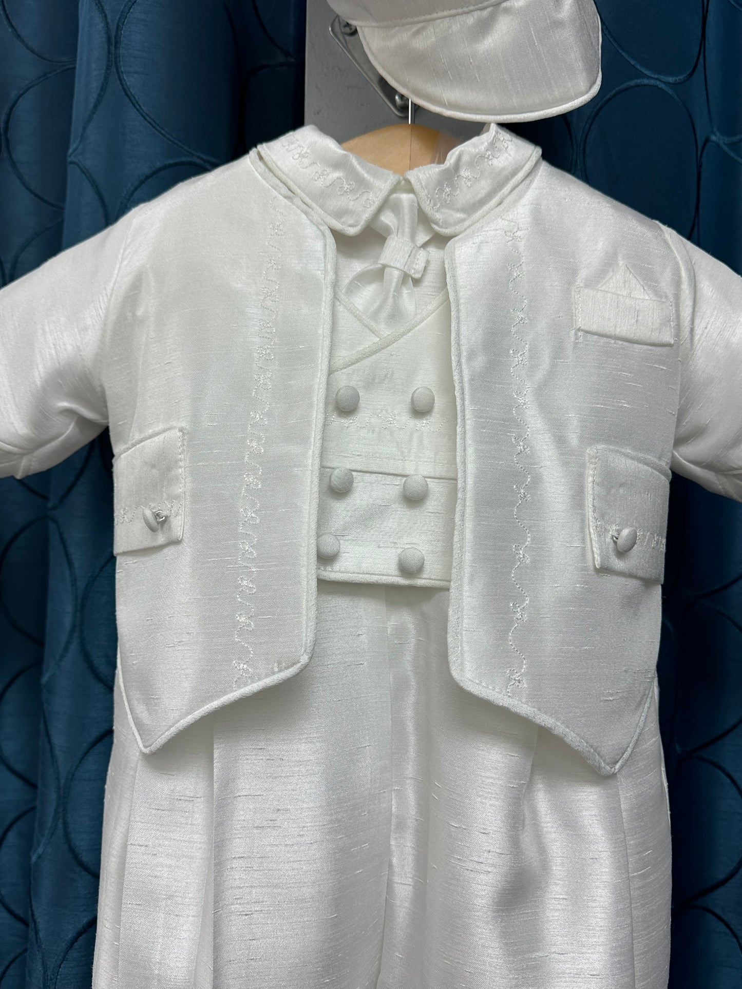 Nunzio White Shantung by Piccolo Bacio - Classic Boys One Piece Outfit with Jacket