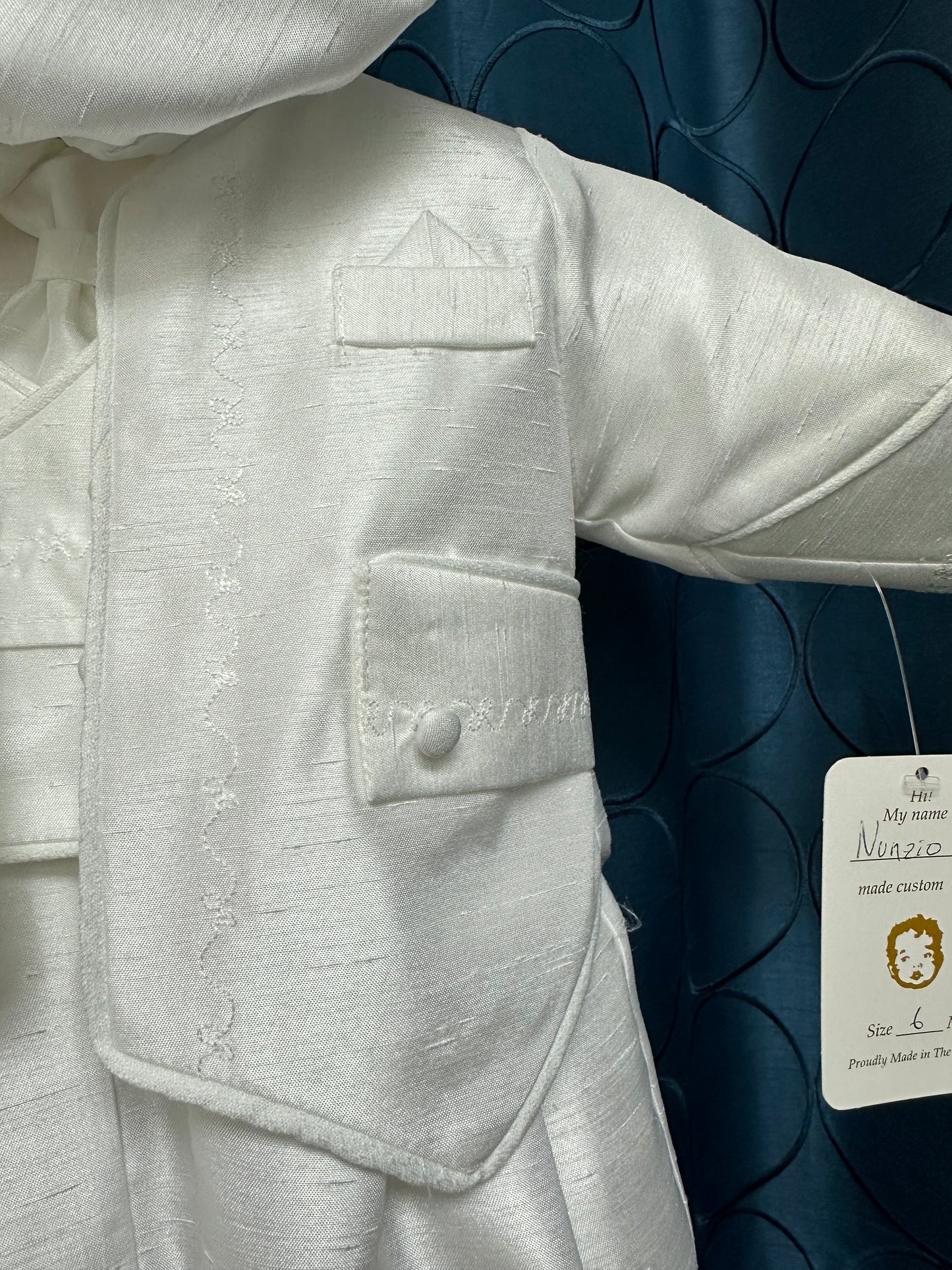 Nunzio White Shantung by Piccolo Bacio - Classic Boys One Piece Outfit with Jacket