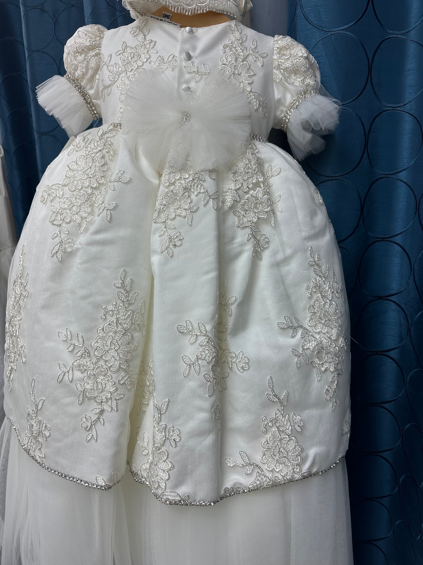 Jennifer by Piccolo Bacio - Elegant couture pure white satin heirloom gown
