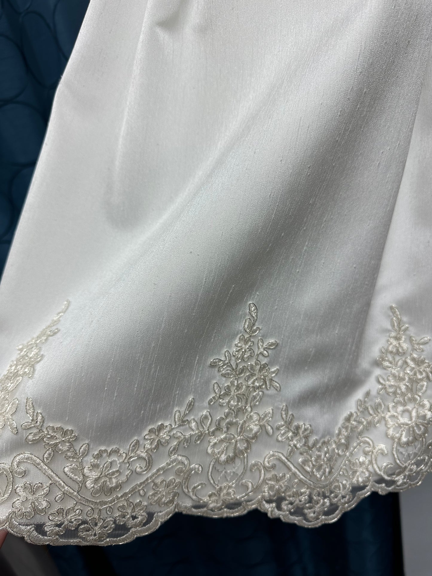 Maggie by Piccolo Bacio - Beautiful diamond white shantung heirloom gown