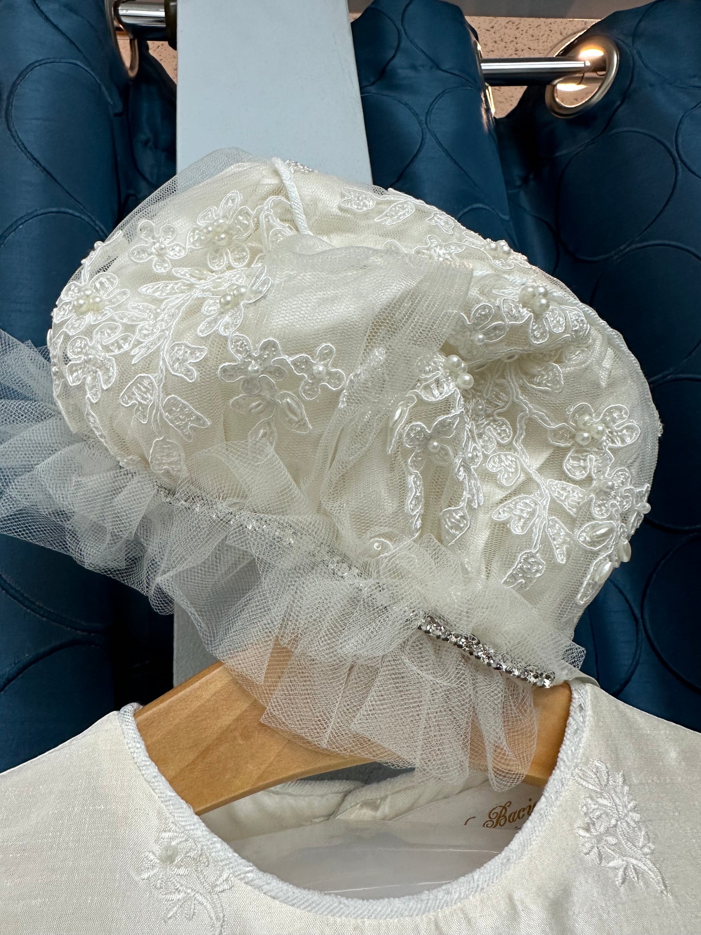 Nikki by Piccolo Bacio - Elegant couture silk with lace and tulle heirloom gown