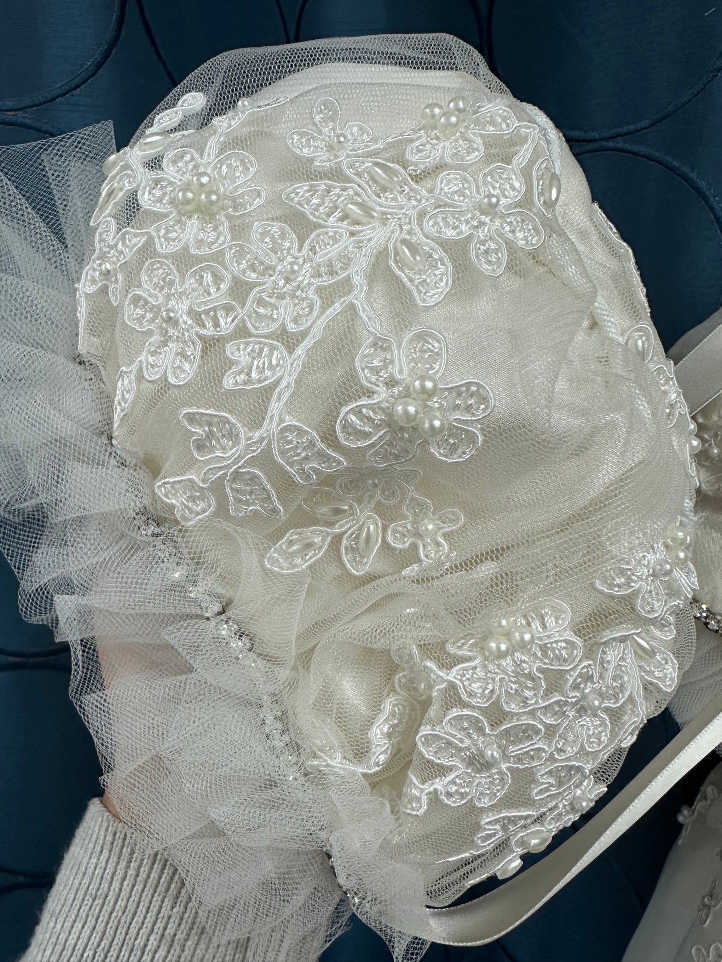 Nikki by Piccolo Bacio - Elegant couture silk with lace and tulle heirloom gown