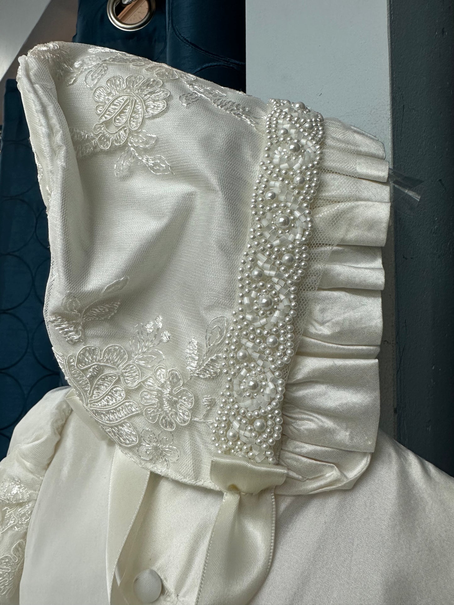 Marcella by Piccolo Bacio - Beautiful silk and lace couture heirloom gown