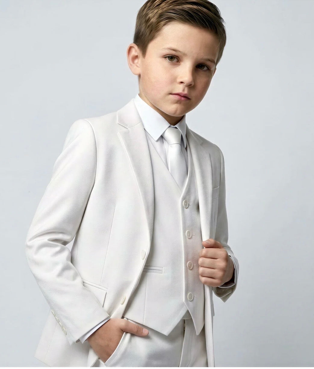 Boys Communion Suit - White 5 Piece Suit
