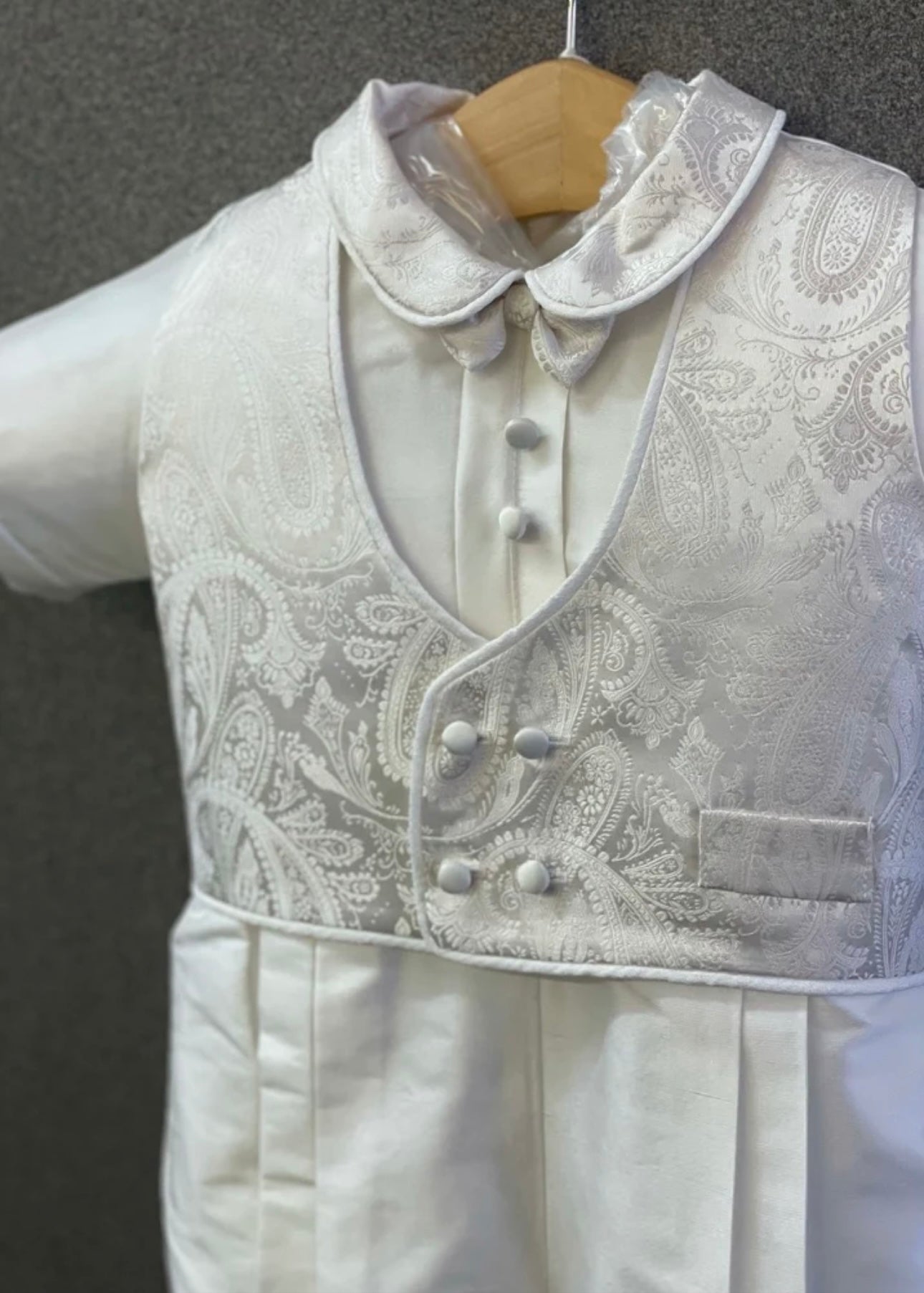 Gerardo by Piccolo Bacio - Classic Boys White Shantung One Piece Outfit with Jacket