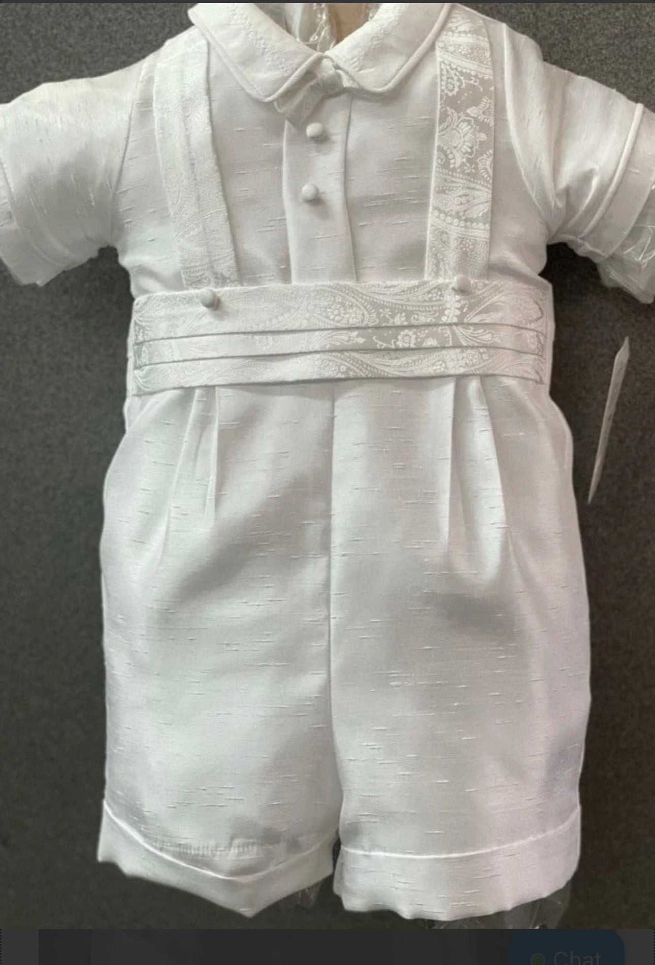 Renzo by Piccolo Bacio - Classic Boys One Piece Pure White Shantung Shorts Outfit