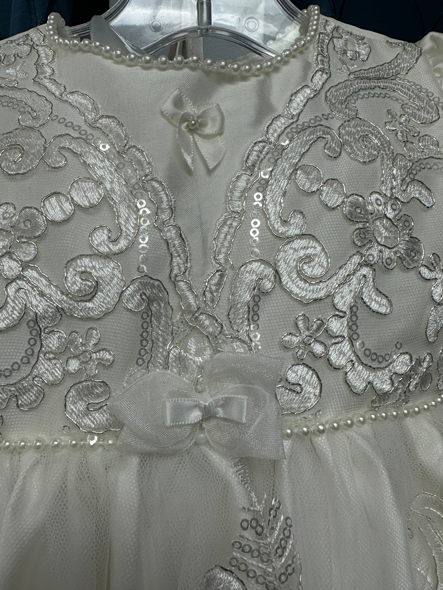 Milla by Piccolo Bacio - Elegant couture silk with metallic lace and tulle heirloom gown