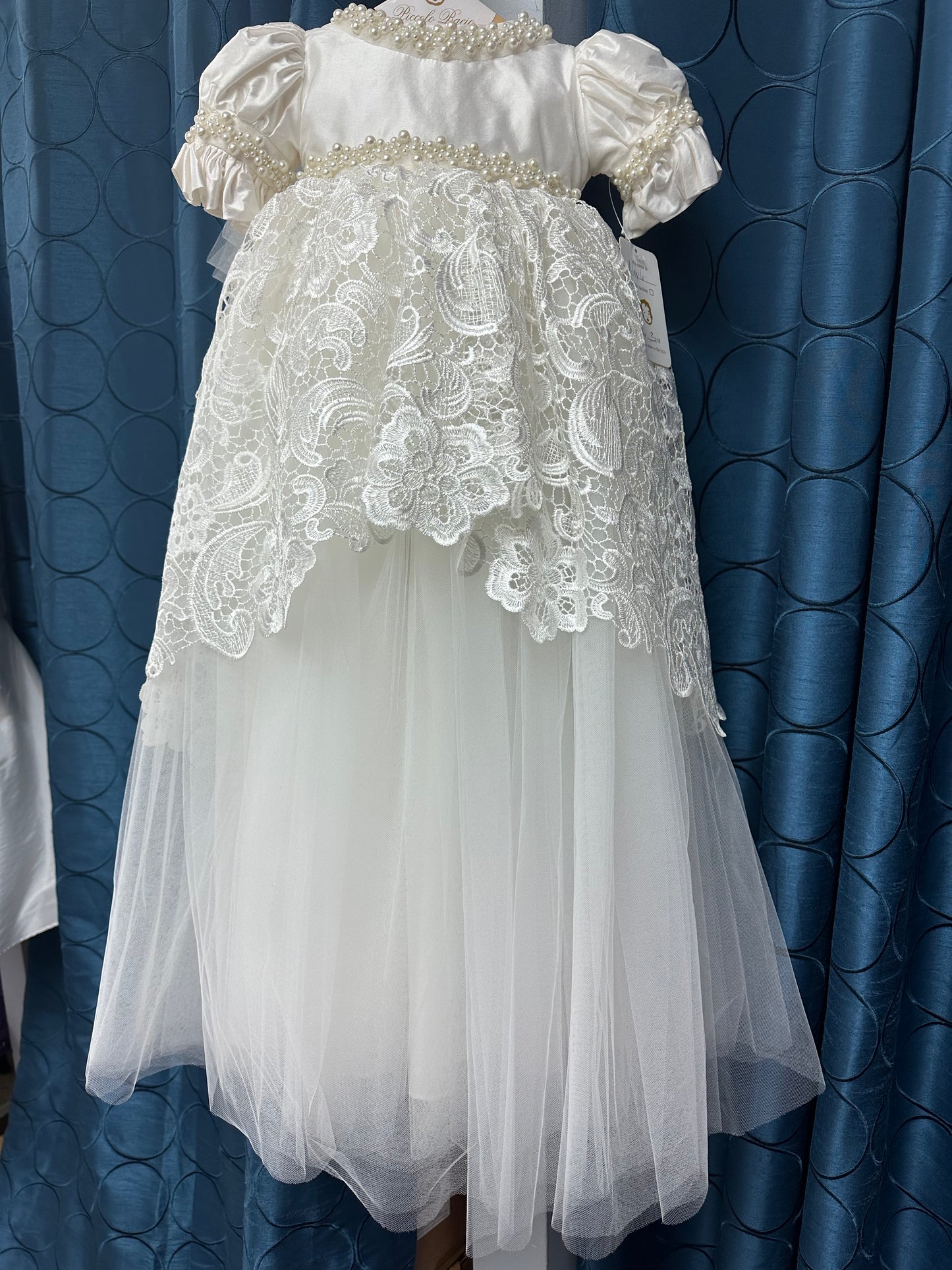 Nyla by Piccolo Bacio - Silk and Lace heirloom gown