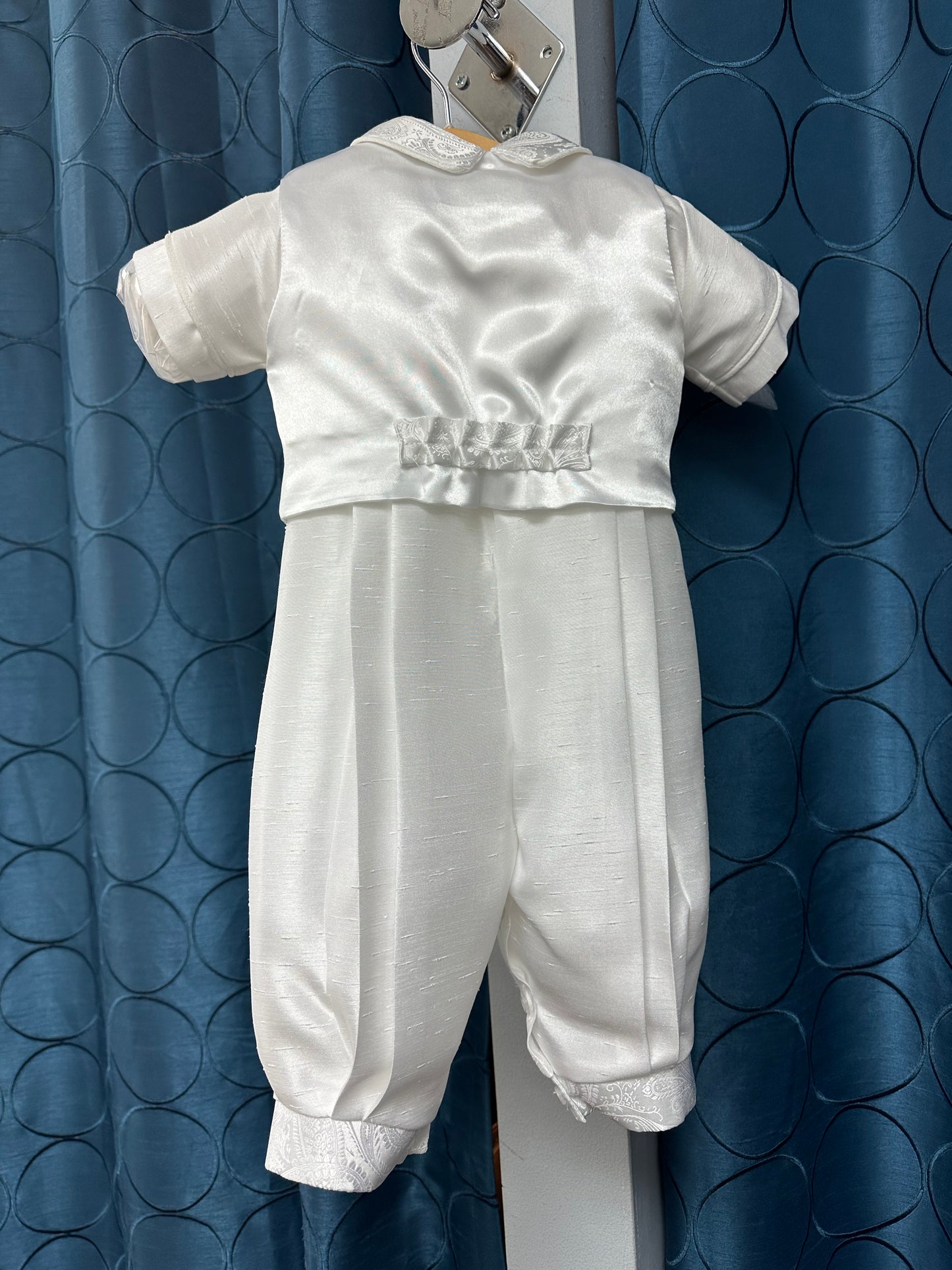 Gerry by Piccolo Bacio  - White Shantung Classic Boys One Piece Outfit