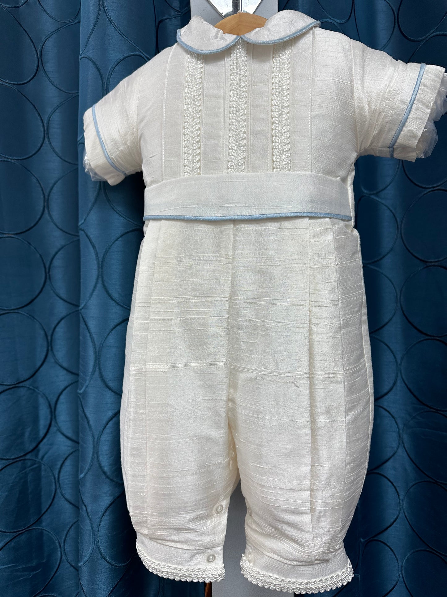 Little Prince Blue by Piccolo Bacio  - Classic Boys One Piece Outfit with cording detail