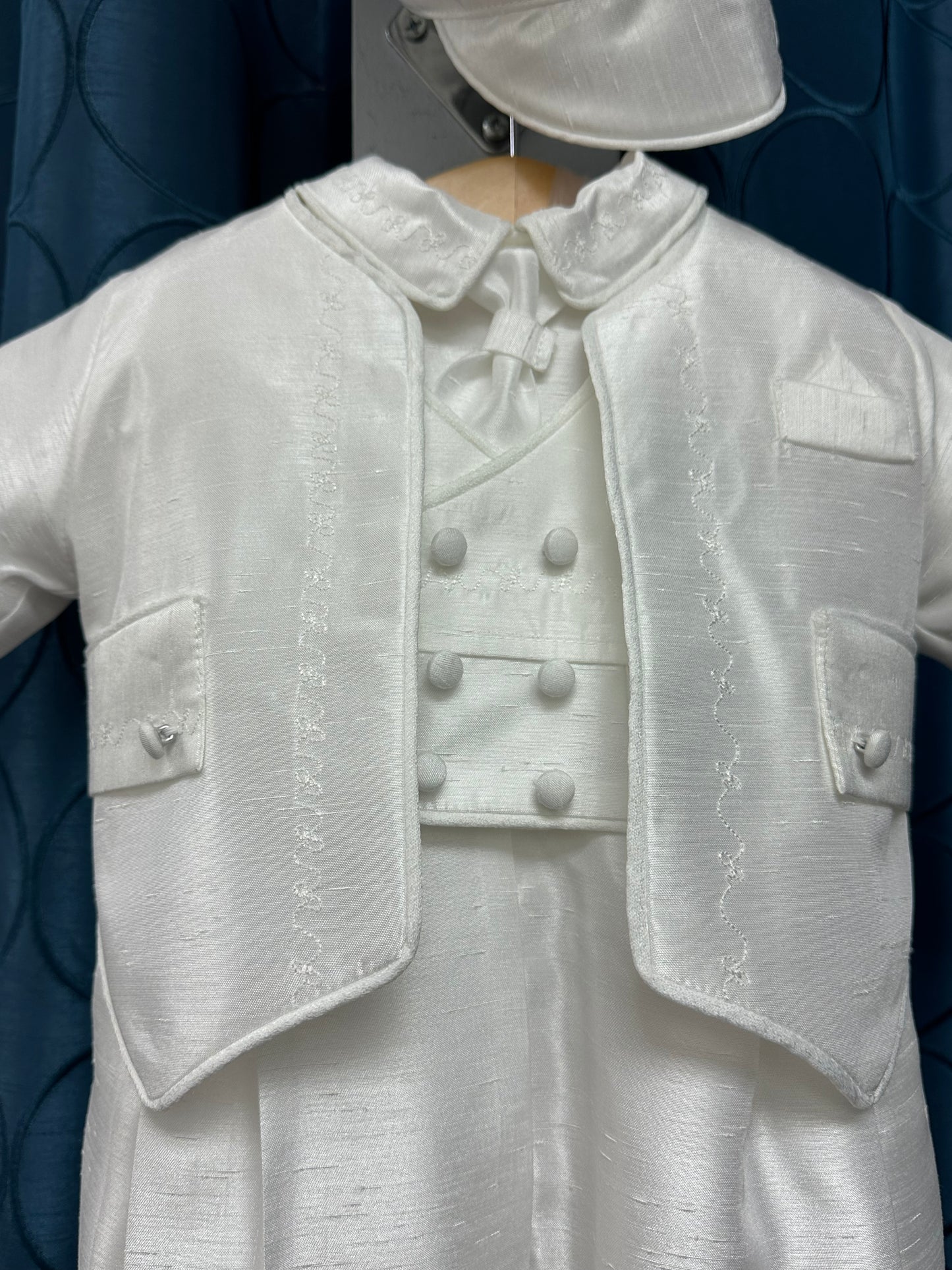 Nunzio White Shantung by Piccolo Bacio  - Classic Boys One Piece Outfit with Jacket