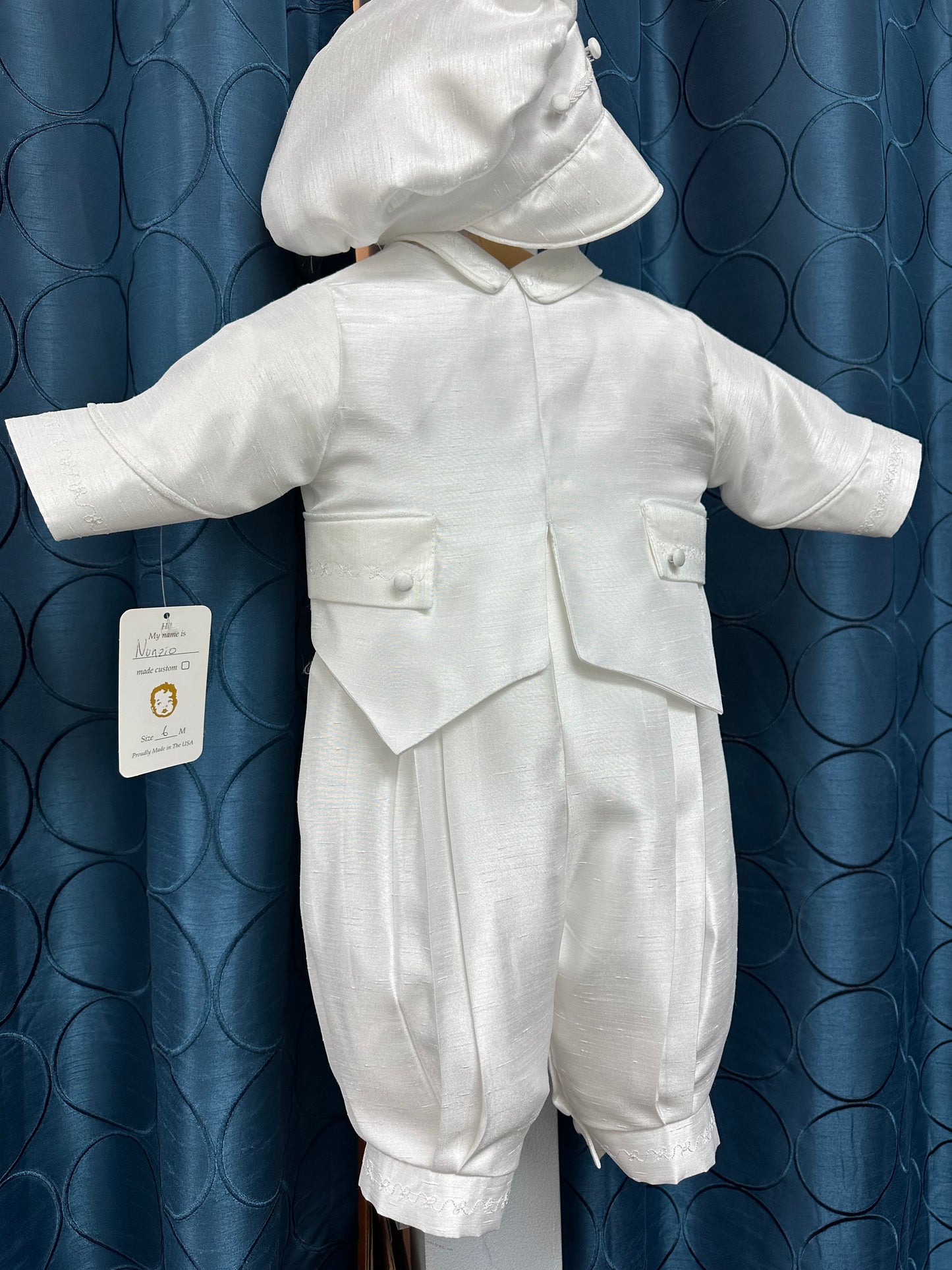 Nunzio White Shantung by Piccolo Bacio  - Classic Boys One Piece Outfit with Jacket