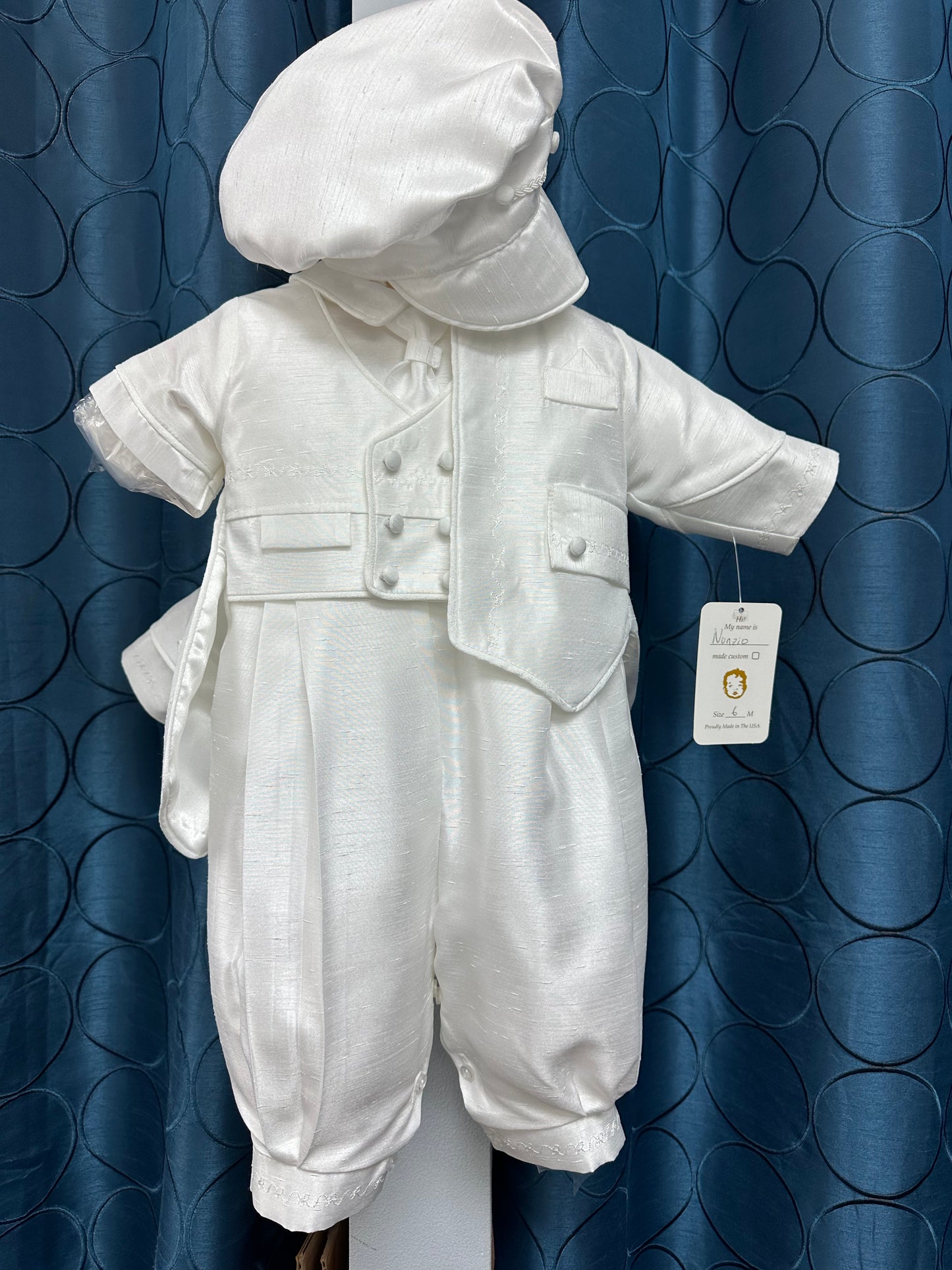 Nunzio White Shantung by Piccolo Bacio  - Classic Boys One Piece Outfit with Jacket