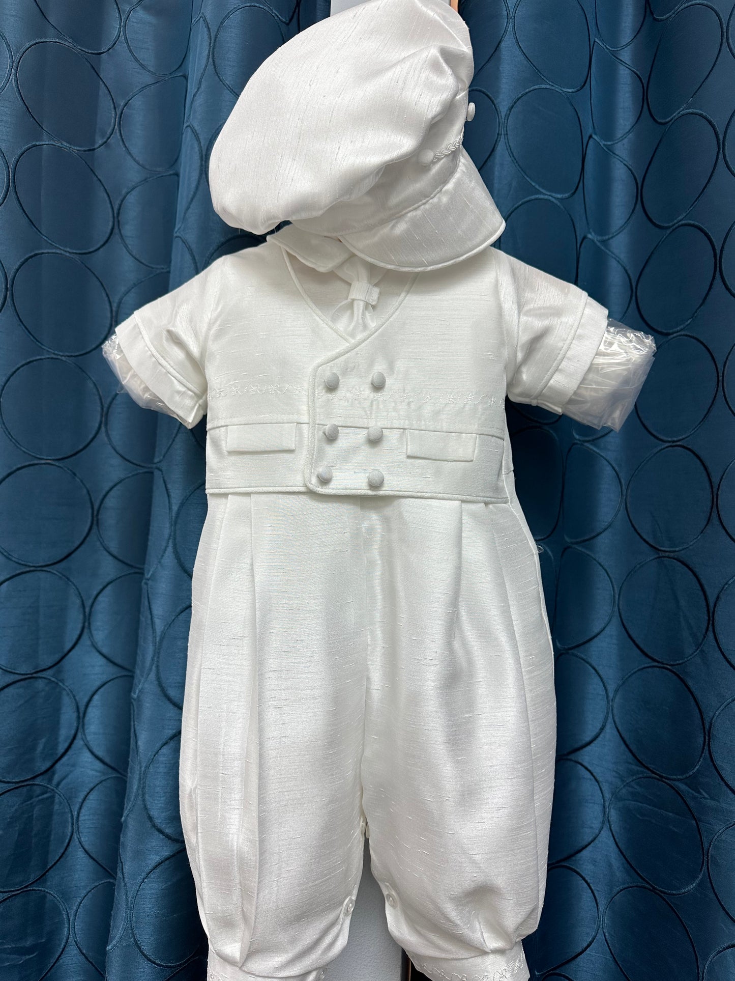 Nunzio White Shantung by Piccolo Bacio  - Classic Boys One Piece Outfit with Jacket