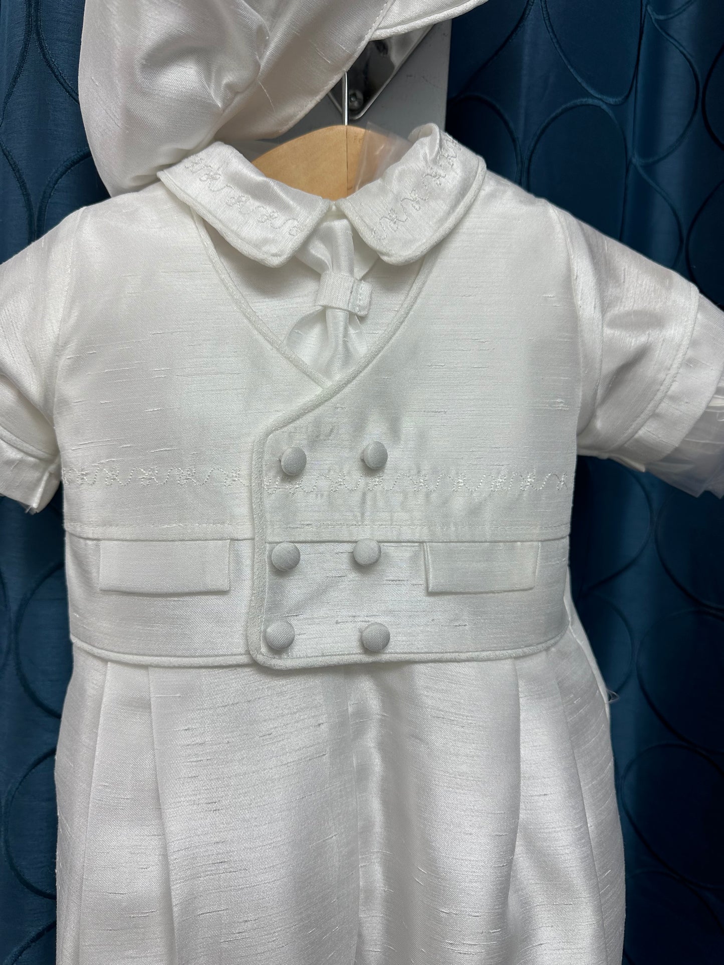 Nunzio White Shantung by Piccolo Bacio  - Classic Boys One Piece Outfit with Jacket