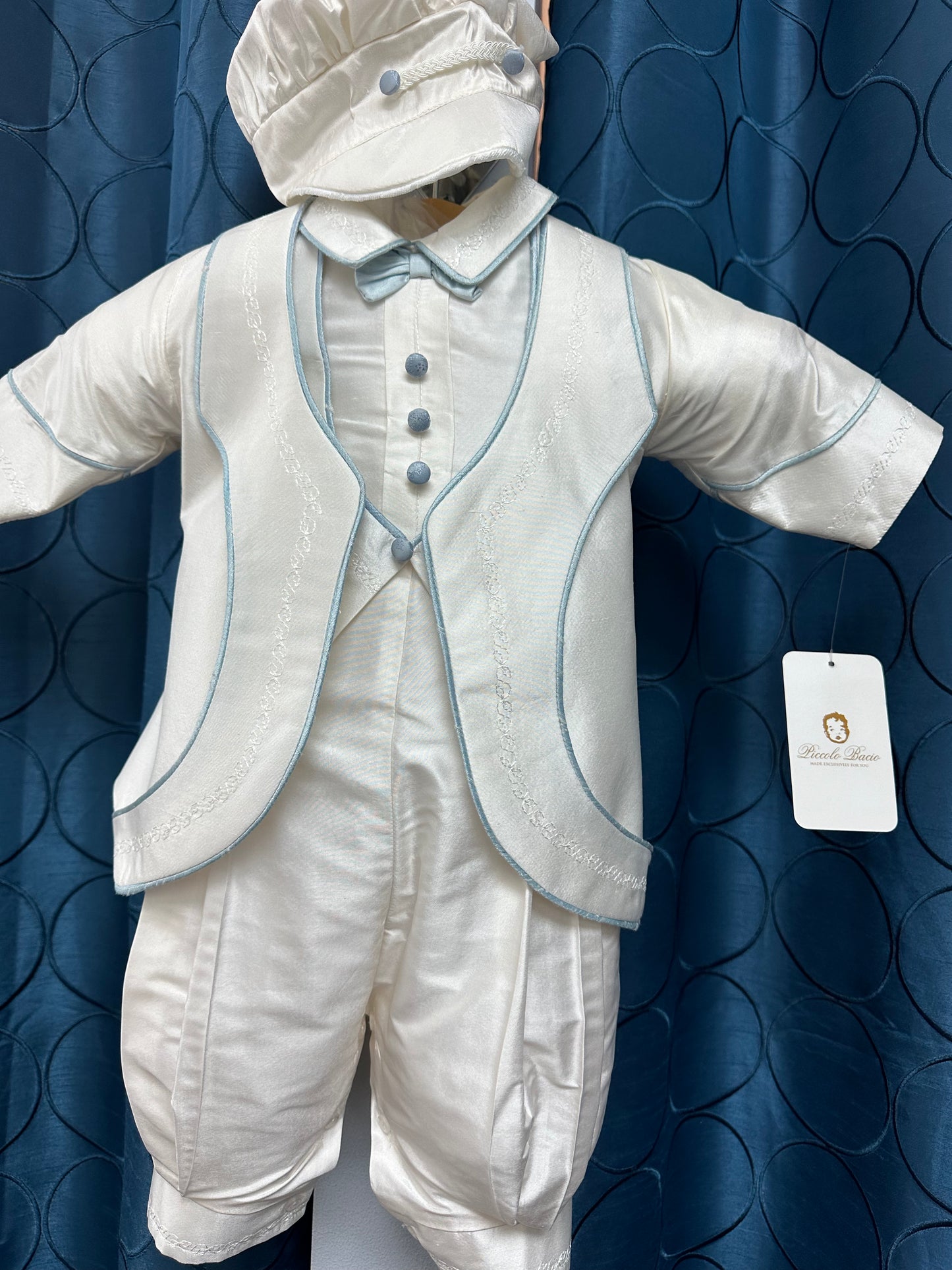 Blue Francesco by Piccolo Bacio  - Silk Classic Boys One Piece Outfit with Jacket