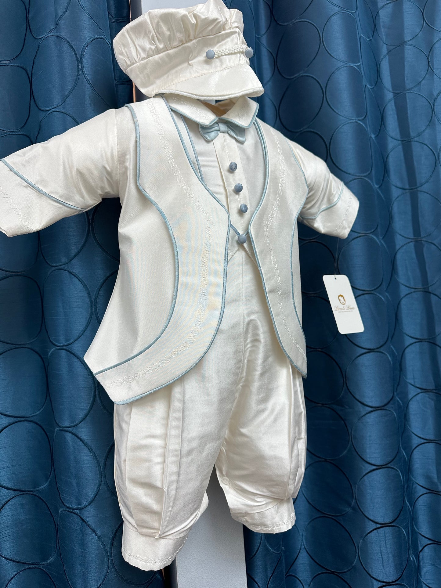 Blue Francesco by Piccolo Bacio  - Silk Classic Boys One Piece Outfit with Jacket