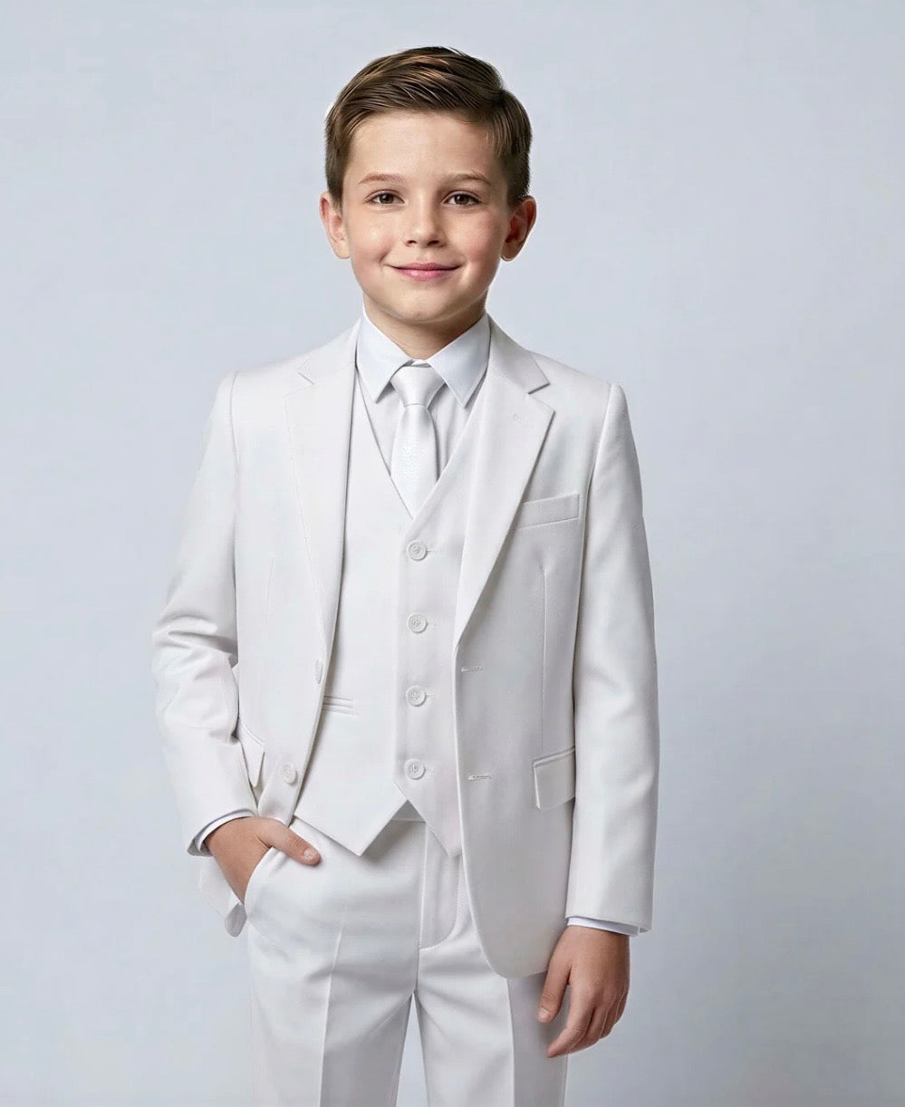Boys Communion Suit - White 5 Piece Suit