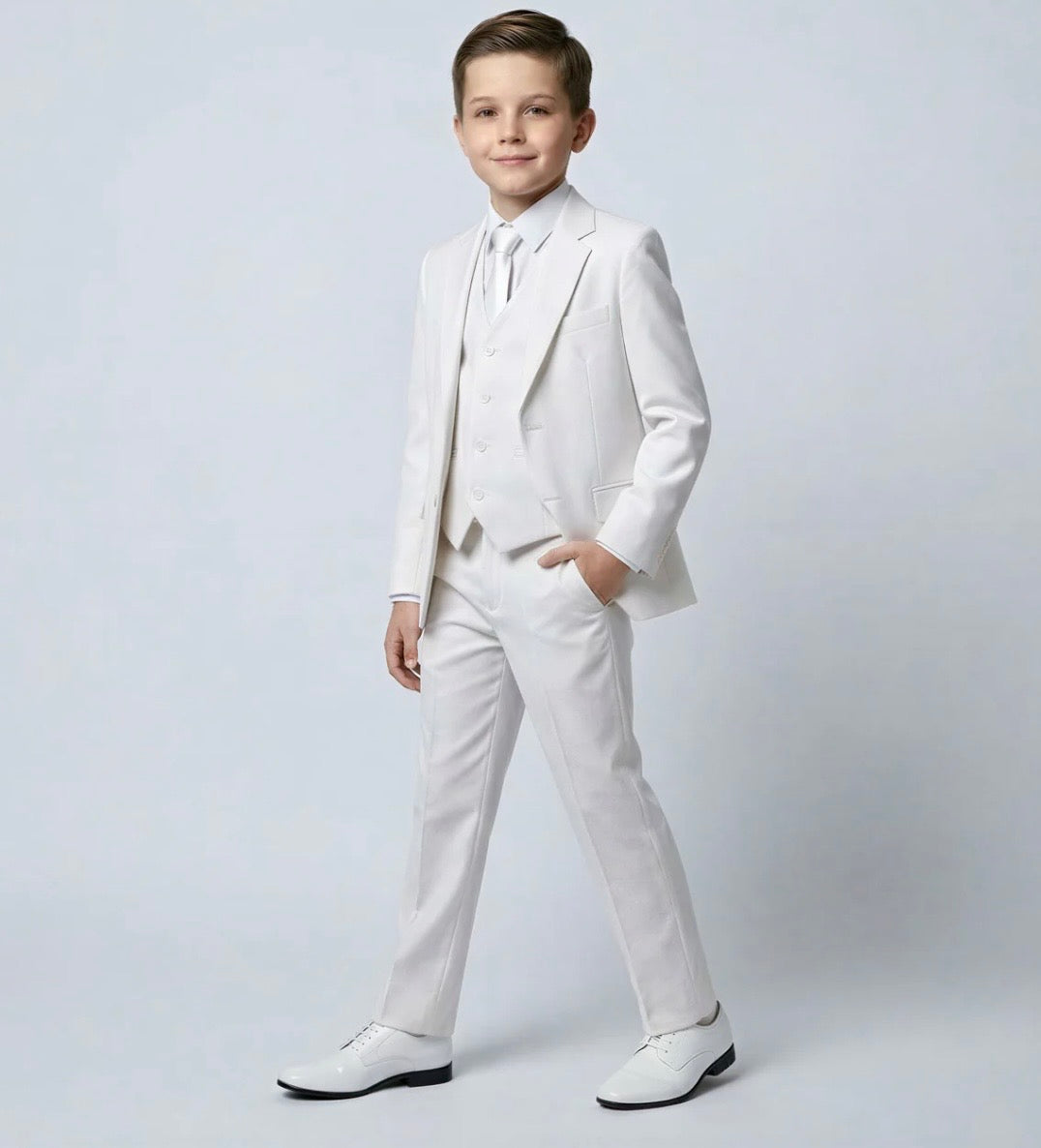 Boys Communion Suit - White 5 Piece Suit