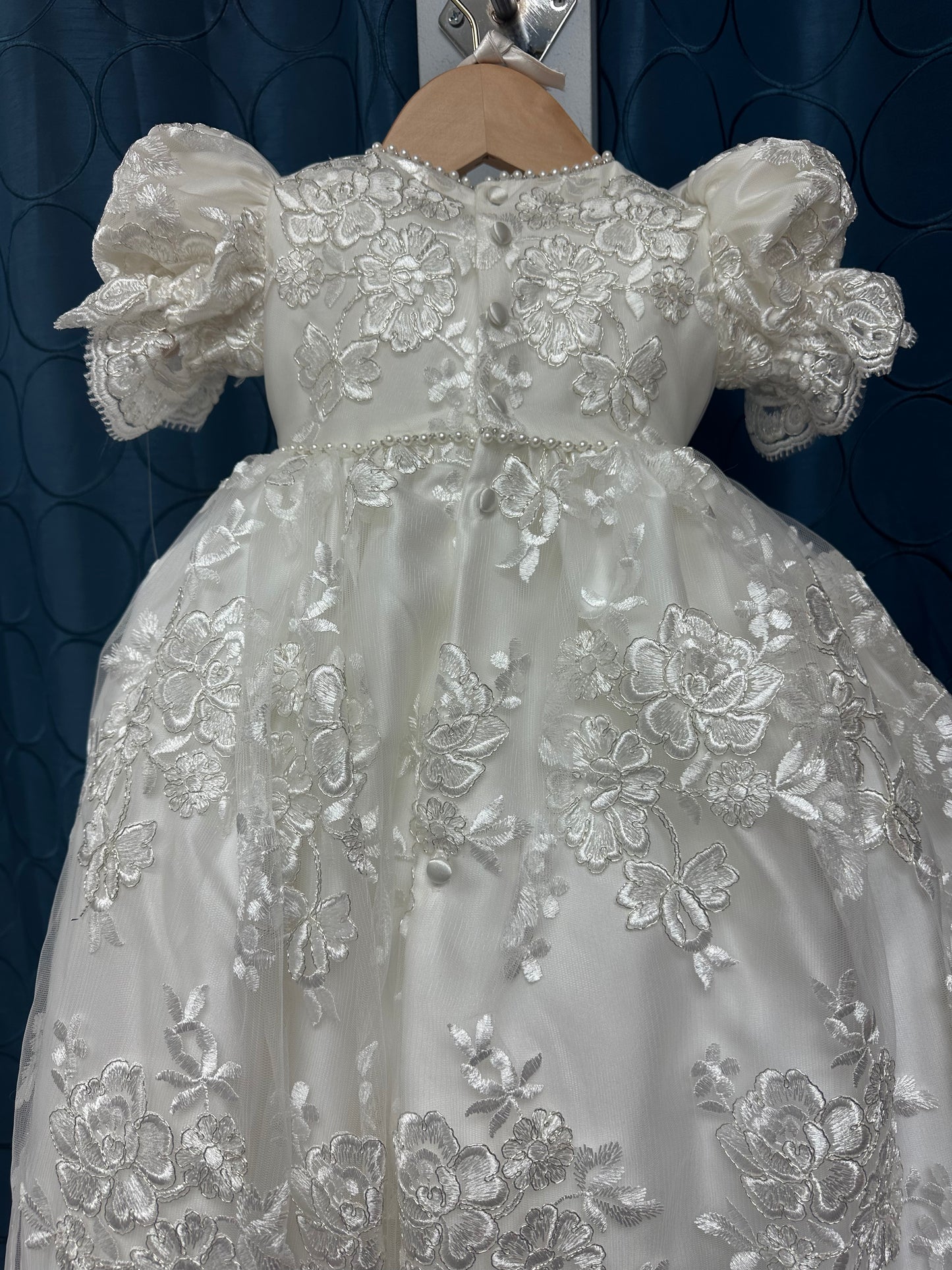 Paula by Piccolo Bacio- white silk girls christening gown