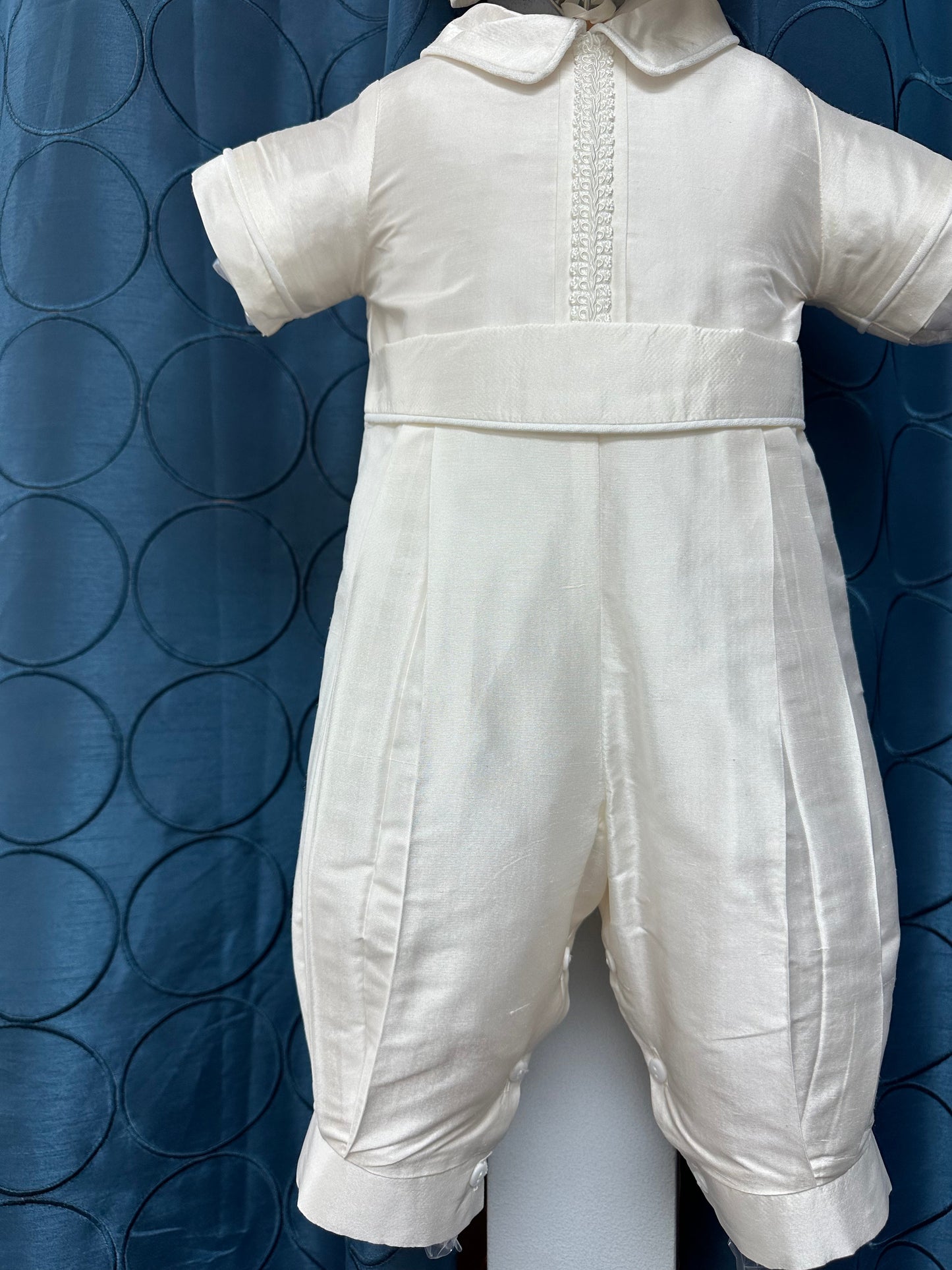 Pepe by Piccolo Bacio  - Classic Boys Silk One Piece Outfit with corded roping detail