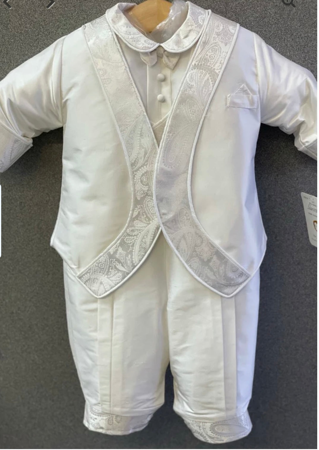 Pure White Gerardo by Piccolo Bacio  - Classic Boys One Piece Outfit with Jacket